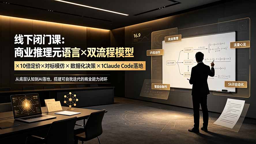 线下闭门课：商业推理元语言×双流程模型×10倍定价×对标模仿×数据化决策×Claude Code落地，击穿认知盲区-梦清研习社