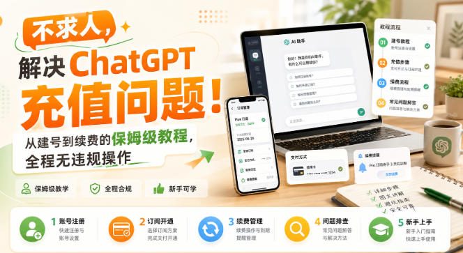 不求人，解决ChatGPT充值问题！从建号到续费的保姆级教程，全程无违规操作-梦清研习社