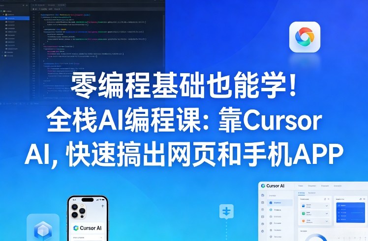 零编程基础也能学!全栈AI编程课:靠Cursor AI,快速搞出网页和手机APP-梦清研习社