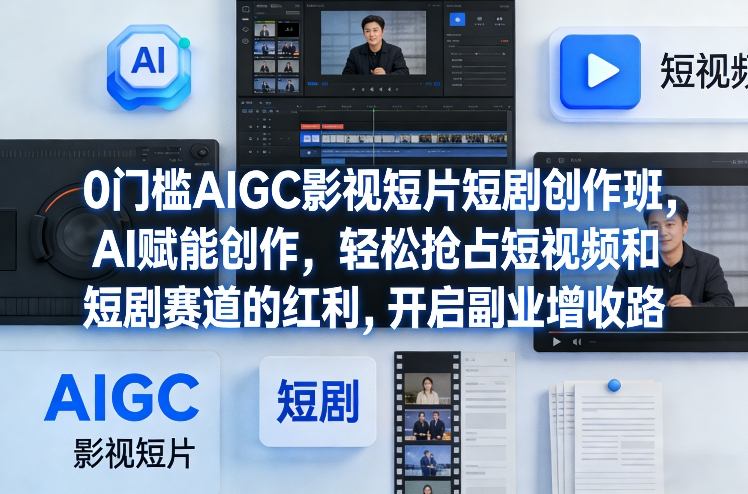 0门槛AIGC影视短片短剧创作班,AI赋能创作,轻松抢占短视频和短剧赛道的红利,开启副业增收路-梦清研习社
