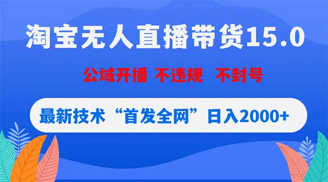 淘宝无人直播带货15.0，不封号，不违规，公域玩法，首发全网日入2000+-梦清研习社
