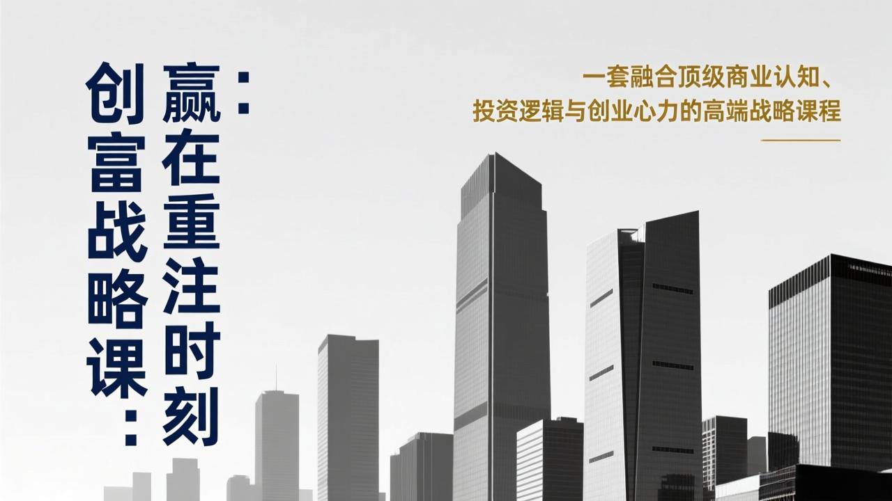 《创富战略课：赢在重注时刻》一套融合顶级商业认知、投资逻辑与创业心力的高端战略课程-梦清研习社