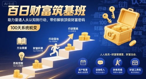 百日财富筑基班，助力普通人从认知到行动，带你解锁顶级财富密码-梦清研习社
