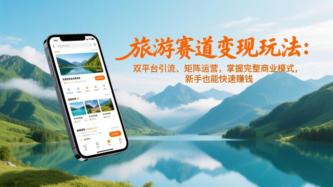 旅游赛道变现玩法：双平台引流、矩阵运营，掌握完整商业模式，新手也能快速赚钱-梦清研习社