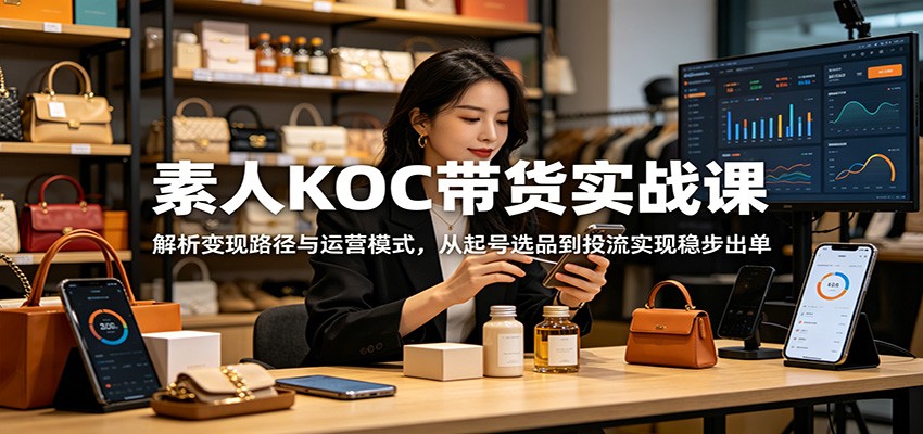 素人KOC带货实战课：解析变现路径与运营模式，从起号选品到投流实现稳步出单-梦清研习社