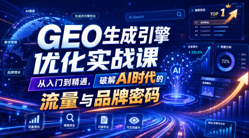 GEO生成引擎优化实战课，从入门到精通，破解AI时代的流量与品牌密码-梦清研习社