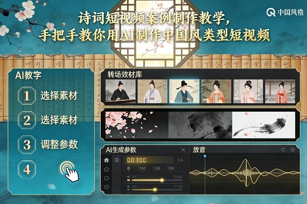 古诗词短视频案例制作教学，手把手教你用AI制作中国风类型短视频-梦清研习社
