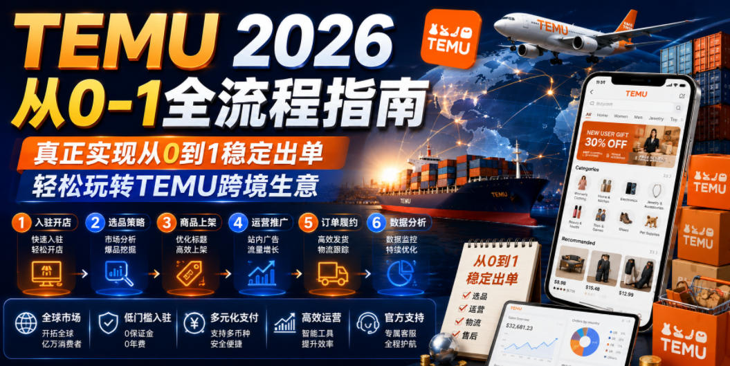 TEMU 2026从0-1全流程指南，真正实现从0到1稳定出单，轻松玩转TEMU跨境生意-梦清研习社