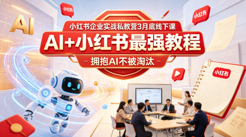 小红书企业实战私教营3月底线下课，AI+小红书最强教程，拥抱AI不被淘汰-梦清研习社