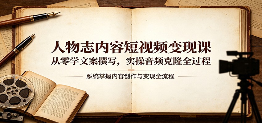 人物志内容短视频变现课：从零学文案撰写，实操音频克隆全过程-梦清研习社