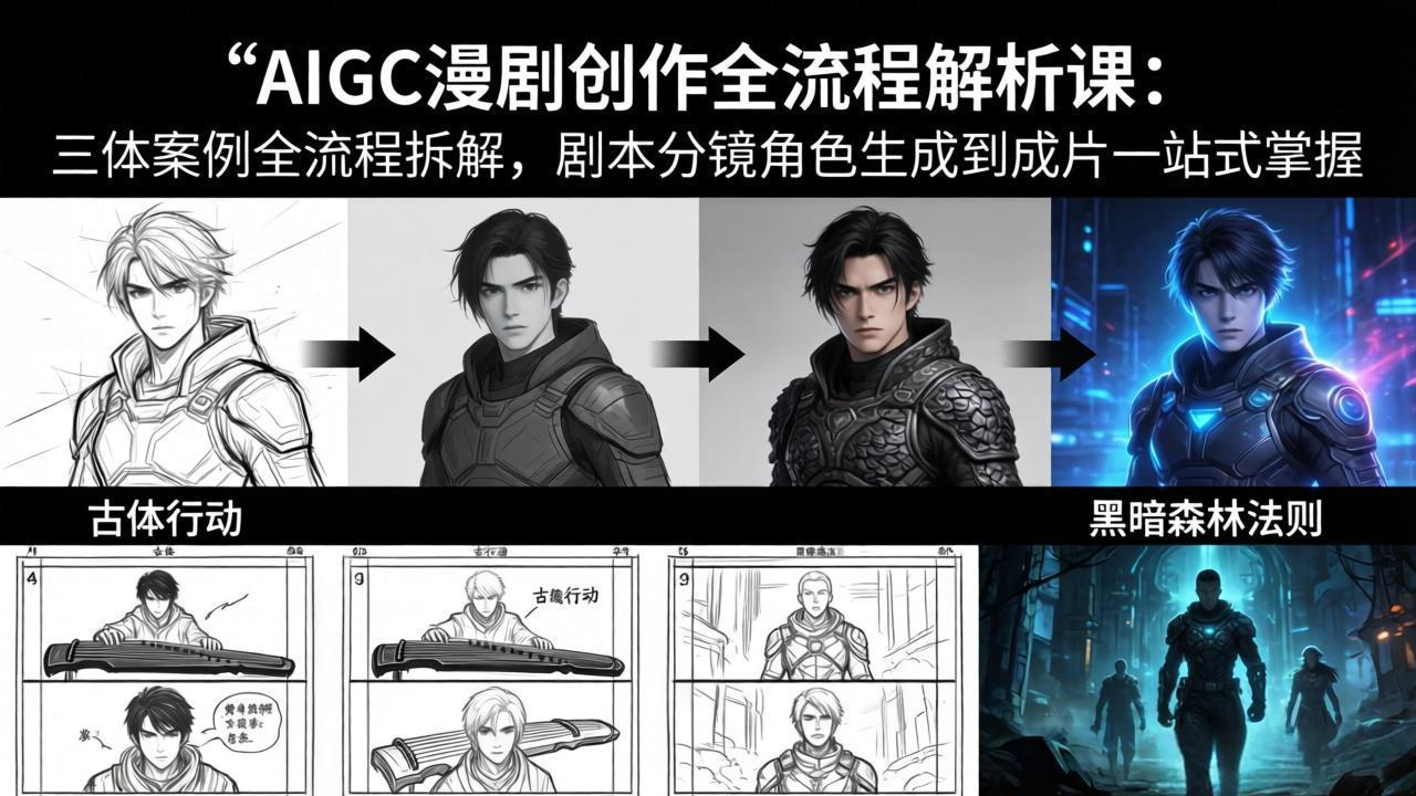 AIGC漫剧创作全流程解析课：三体案例全流程拆解，剧本分镜角色生成到成片一站式掌握-梦清研习社