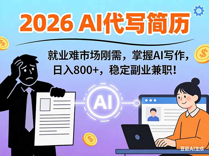 AI代写简历，超暴利，用万能模板月入1-3万实战教程，2026年市场刚需！-梦清研习社