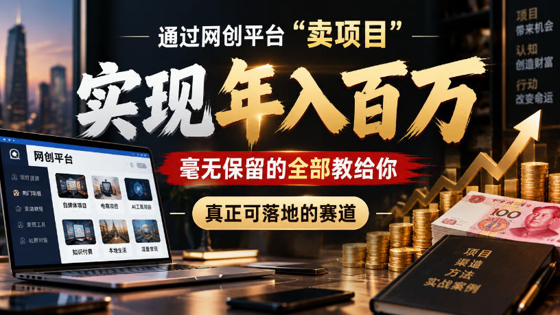 通过网创平台“卖项目”实现年入100w，毫无保留的全部教给你，真正可落地的赛道【揭秘】-梦清研习社