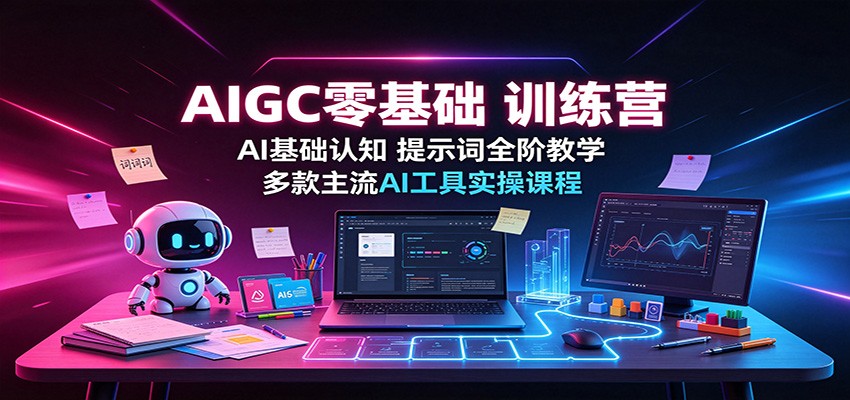 AIGC零基础训练营：AI基础认知，提示词全阶教学，多款主流AI工具实操课程-梦清研习社
