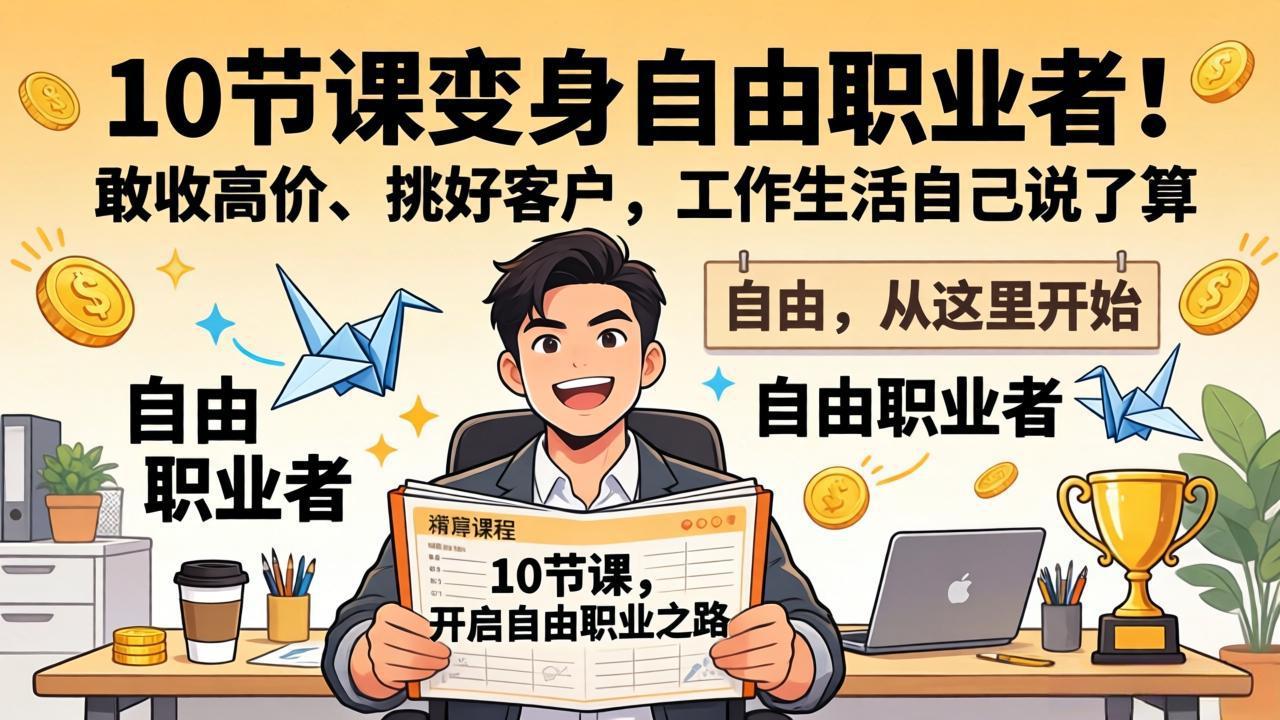 10 节课变身自由职业者！敢收高价、挑好客户，工作生活自己说了算-梦清研习社