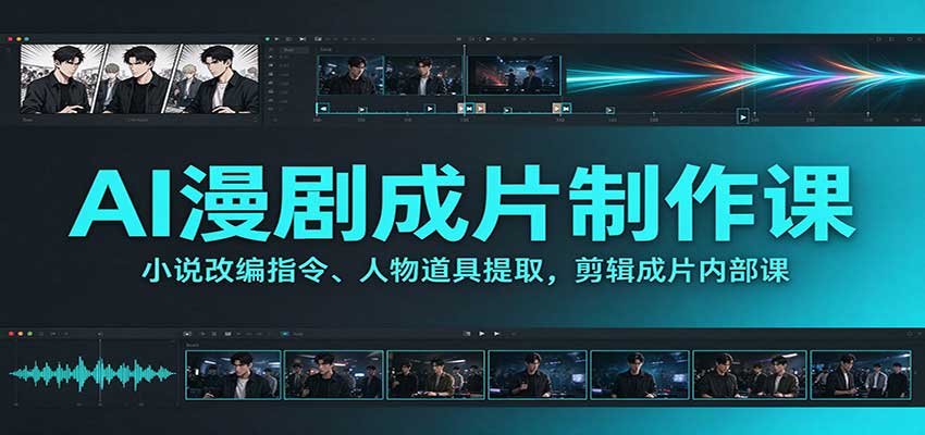 AI漫剧成片制作课：小说改编指令、人物道具提取，剪辑成片全流程-梦清研习社