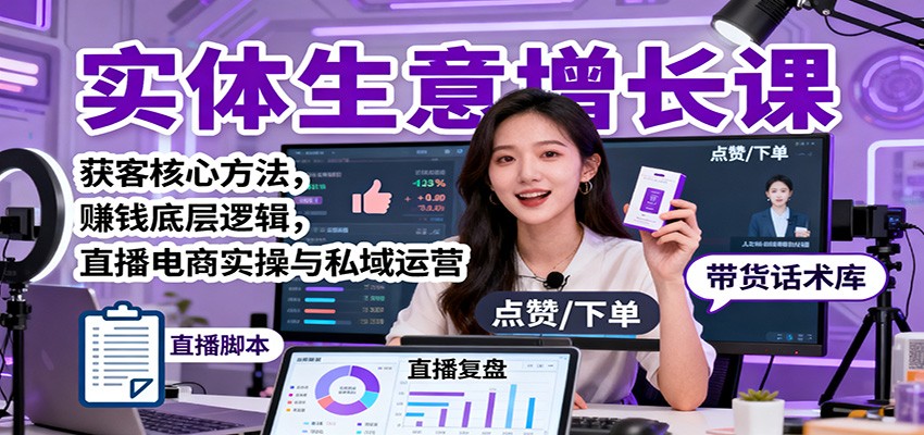 实体生意增长课：获客核心方法，赚钱底层逻辑，直播电商实操与私域运营-梦清研习社