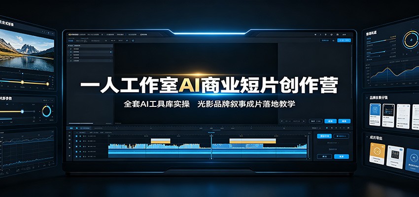 一人工作室AI商业短片创作营：全套AI工具库实操，光影品牌叙事成片落地教学-梦清研习社