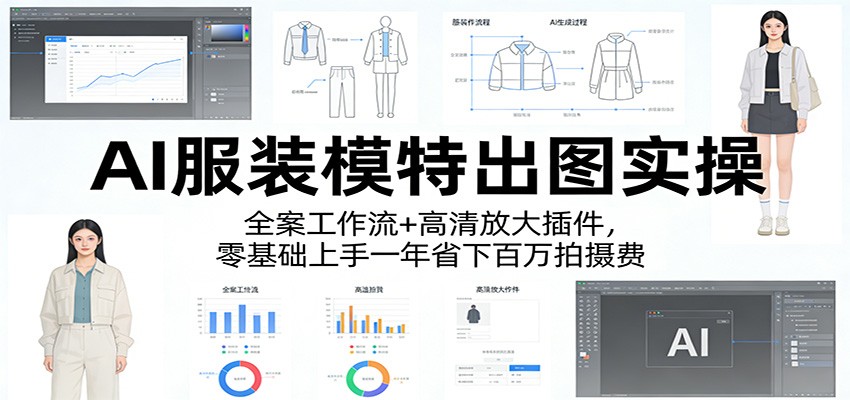 AI服装模特出图实操：全案工作流+ 高清放大插件，零基础上手一年省下百万拍摄费-梦清研习社