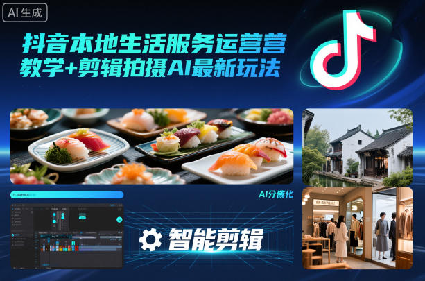 抖音本地生活服务运营教学+剪辑拍摄AI最新玩法-梦清研习社