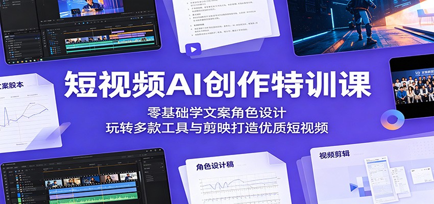 短视频AI创作特训课：零基础学文案角色设计，玩转多款工具与剪映打造优质短视频-梦清研习社