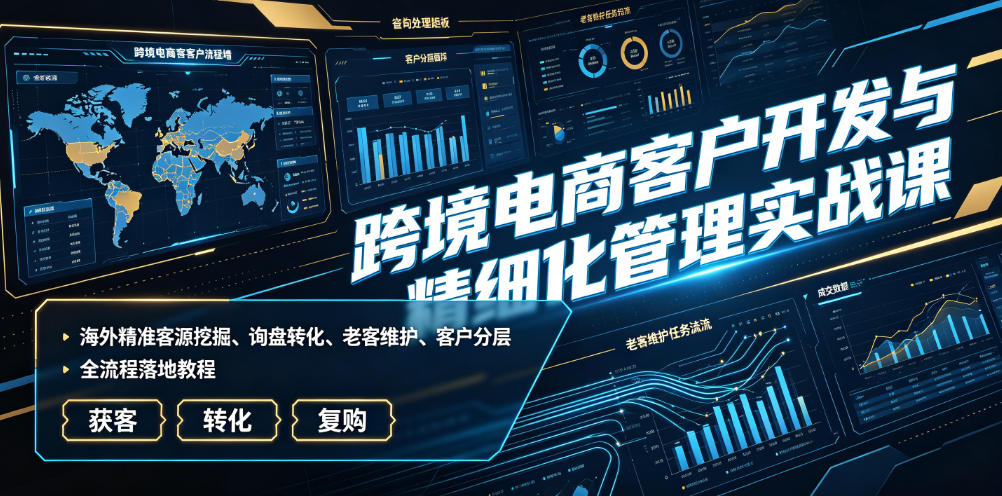 跨境电商客户开发与精细化管理实战课｜海外精准客源挖掘、询盘转化、老客维护、客户分层全流程落地教程-梦清研习社