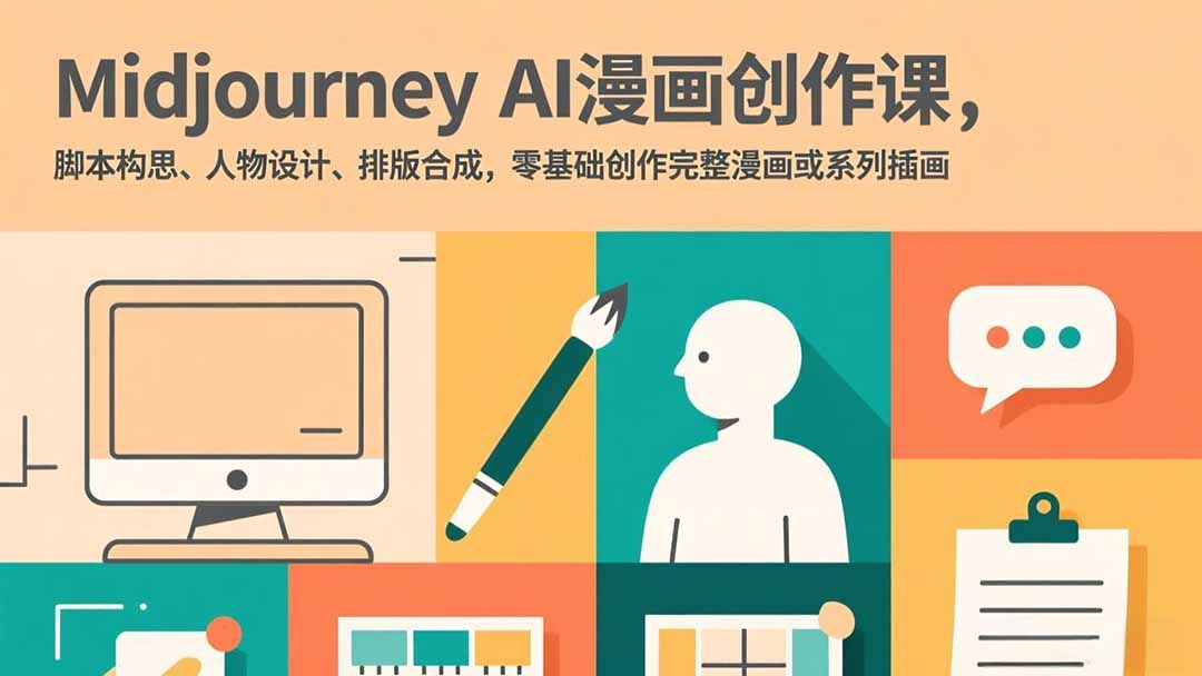 Midjourney AI漫画创作课，脚本构思、人物设计、排版合成，零基础创作完整漫画或系列插画-梦清研习社