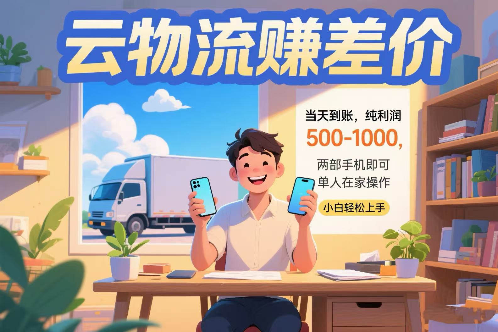 云物流赚差价 当天到账纯利润500-1000 两部手机即可 可单人在家操作 小...-梦清研习社