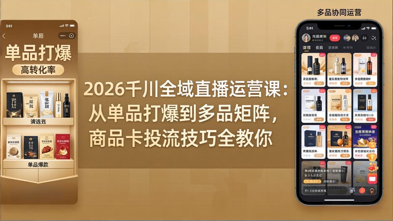 2026千川全域直播运营课：从单品打爆到多品矩阵，商品卡投流技巧全教你-梦清研习社