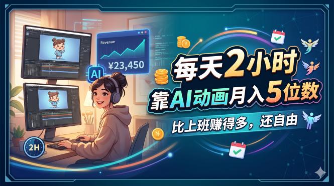 每天 2 小时，靠 AI 动画月入 5 位数，比上班赚得多，还自由-梦清研习社