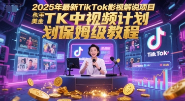 2025年最新TikTok影视解说项目,新手也能挣美金,TK中视频计划保姆级教程-梦清研习社