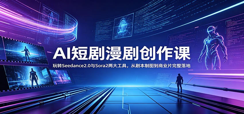 AI短剧漫剧创作课：玩转Seedance2.0与 Sora2两大工具，从剧本制图到商业片完整落地-梦清研习社