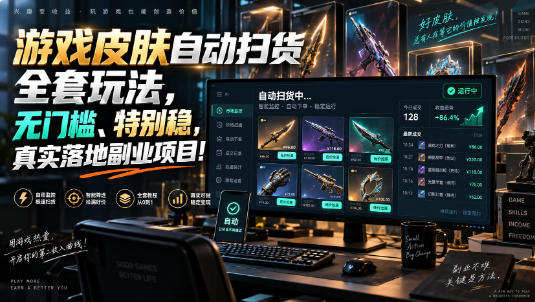 游戏皮肤自动扫货全套玩法，无门槛、特别稳，真实落地副业项目！【揭秘】-梦清研习社