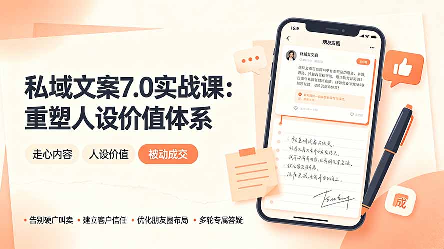 私域文案实战课7.0：重塑人设价值体系｜-告别硬广推销×走心内容×自我价值塑造，实现被动成交-梦清研习社