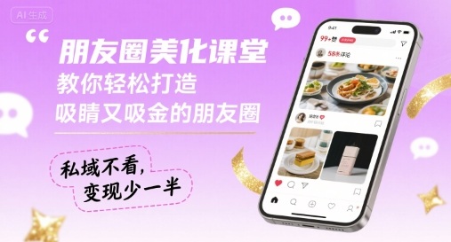 朋友圈美化课堂，教你轻松打造，吸睛又吸金的朋友圈，私域不看，变现少一半-梦清研习社
