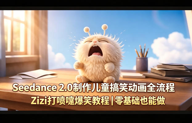 Seedance 2.0制作儿童搞笑动画全流程Zizi打喷嚏爆笑教程｜零基础也能做-梦清研习社