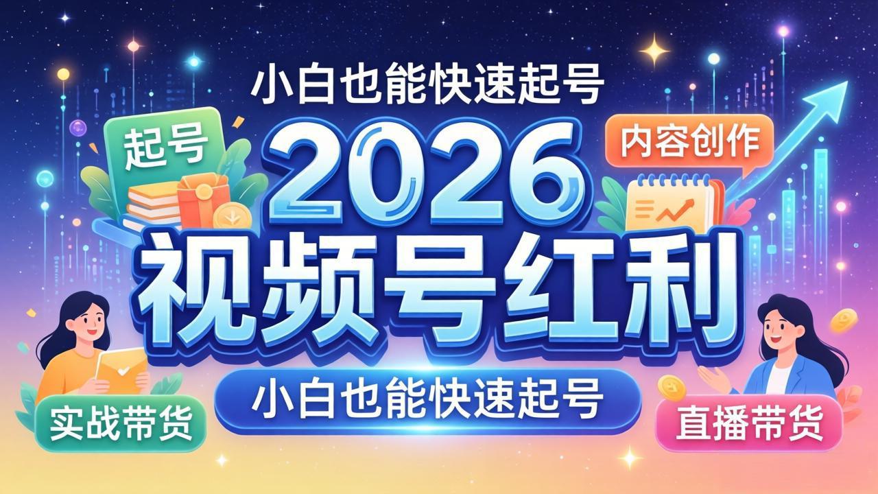 2026视频号红利实战营，大佬亲授起号、内容、直播、IP、投流、私域、矩阵全套落地打法-梦清研习社