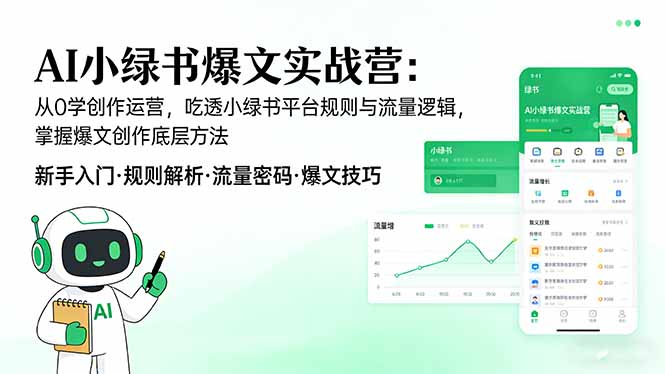 AI 小绿书爆文实战营：从0学创作运营，吃透小绿书平台规则与流量逻辑，掌握爆文创作底层方法-梦清研习社