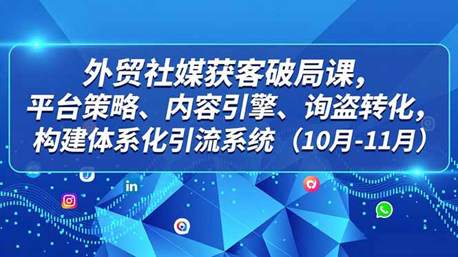 外贸 社媒获客破局课，平台策略、内容引擎、询盘转化，构建体系化引流系统(10月-11月-梦清研习社
