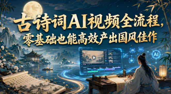 古诗词AI视频全流程，零基础也能高效产出国风佳作-梦清研习社