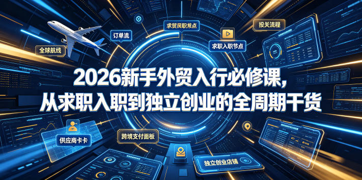 2026新手外贸入行必修课，从求职入职到独立创业的全周期干货-梦清研习社