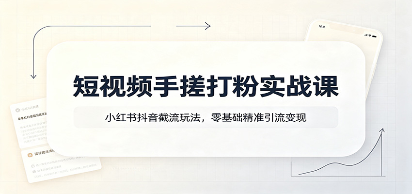 短视频手搓打粉实战课：小红书抖音截流玩法，零基础精准引流变现-梦清研习社