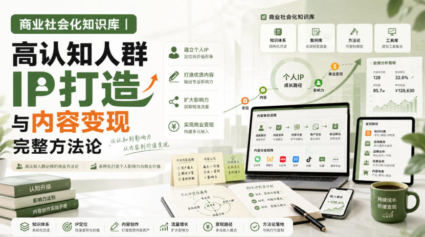 商业社会化知识库｜高认知人群IP打造与内容变现完整方法论【文档】-梦清研习社