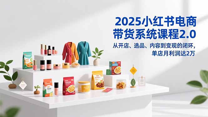 2025小红书电商带货系统课程2.0，从开店、选品、内容到变现的闭环，单店月利润达2万-梦清研习社