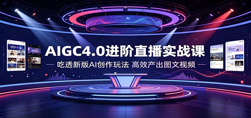 AIGC4.0进阶直播实战课：吃透新版AI创作玩法，高效产出图文视频-梦清研习社