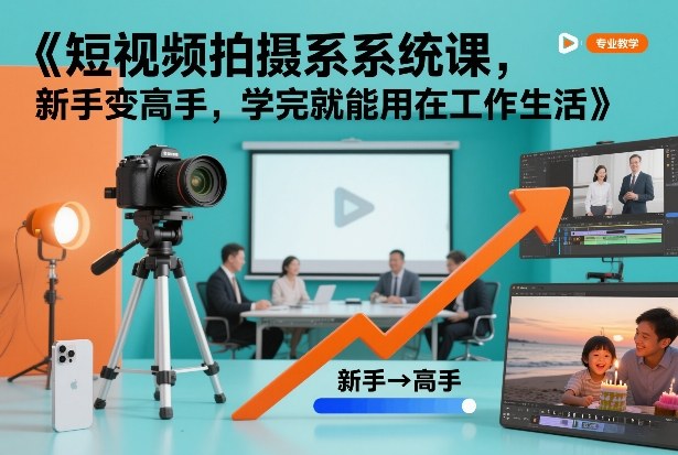短视频拍摄系统课，新手变高手，学完就能用在工作生活-梦清研习社