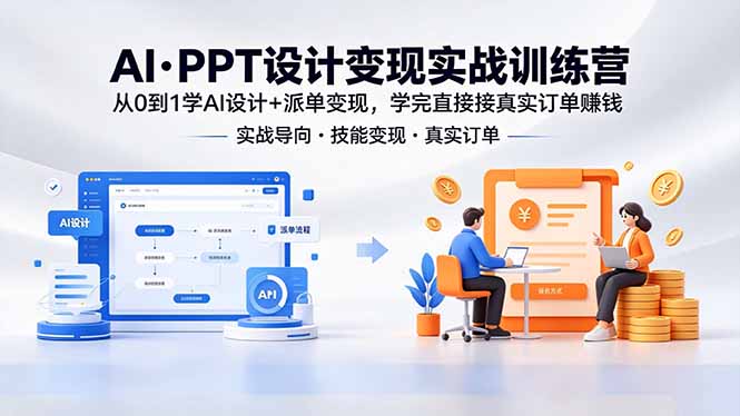 AI·PPT设计变现实战训练营，从0到1学AI设计+派单变现，学完直接接真实订单赚钱-梦清研习社