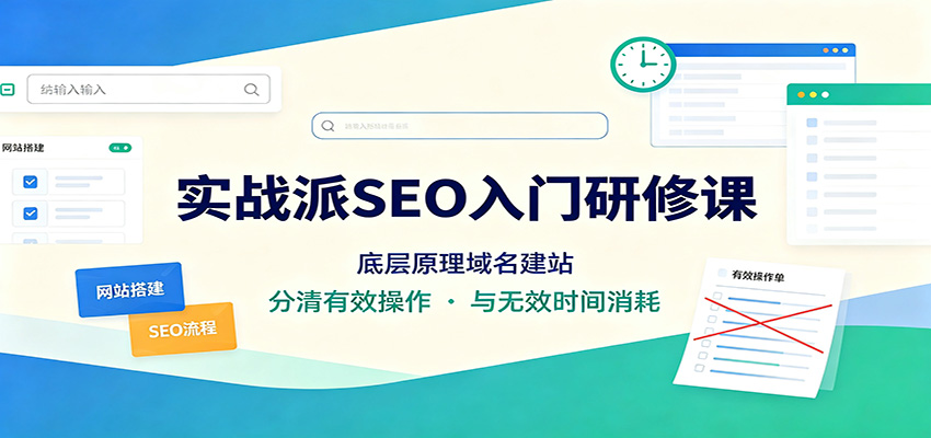 实战派SEO入门研修课：底层原理域名建站，分清有效操作与无效时间消耗-梦清研习社