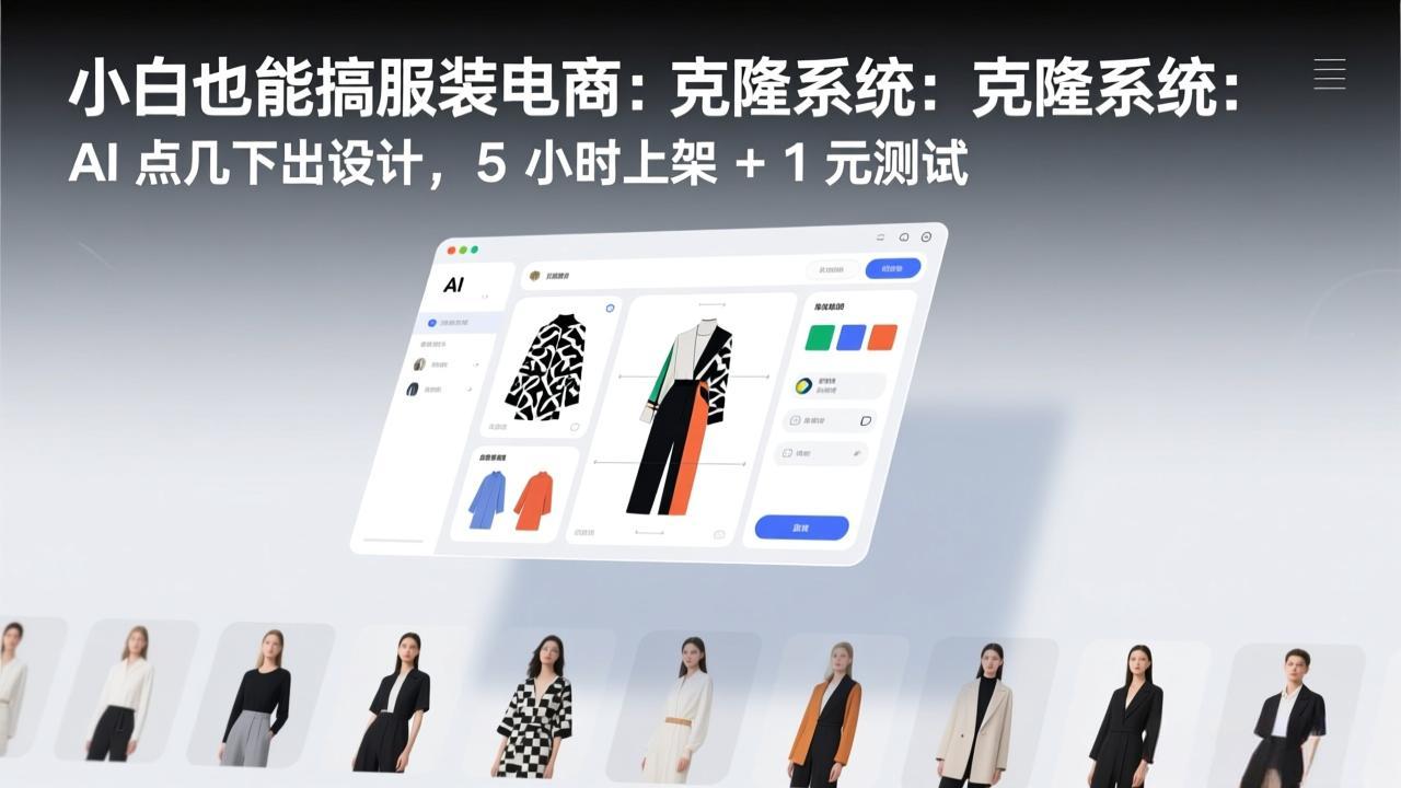 小白也能搞服装电商：克隆系统：AI 点几下出设计，5 小时上架 + 1 元测试-梦清研习社