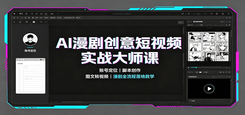 AI漫剧创意短视频实战大师课：账号定位脚本创作，图文转视频，漫剧全流程落地教学-梦清研习社